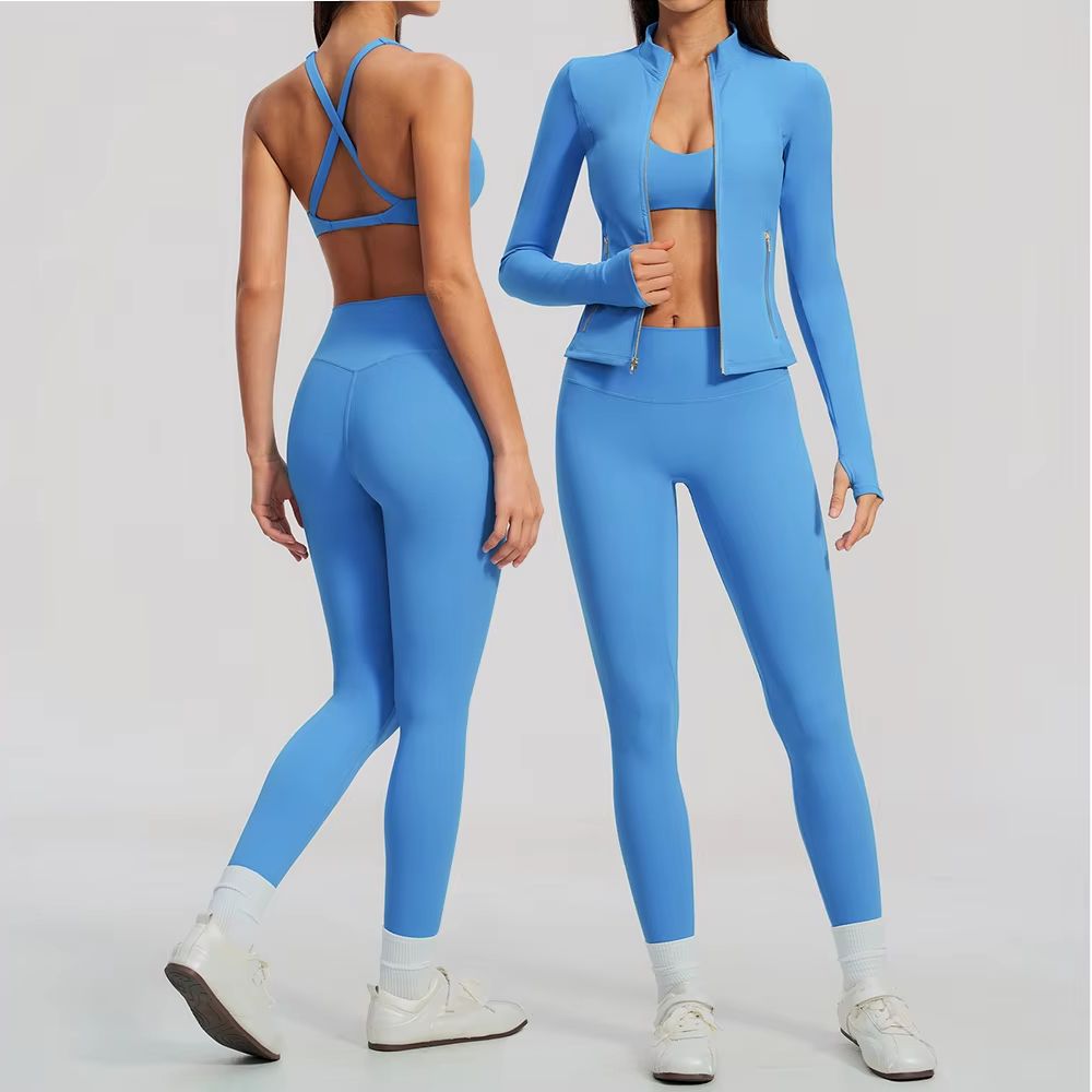 Crossfit Workout With Equipment - Set Yoga Wanita 2/3Pcs Jaket Berlubang